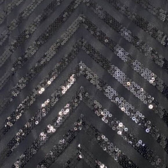 AGB Black Sequin Chevron Mini Dress Sleeveless Size 6 Party Cocktail Sparkle - Picture 10 of 15